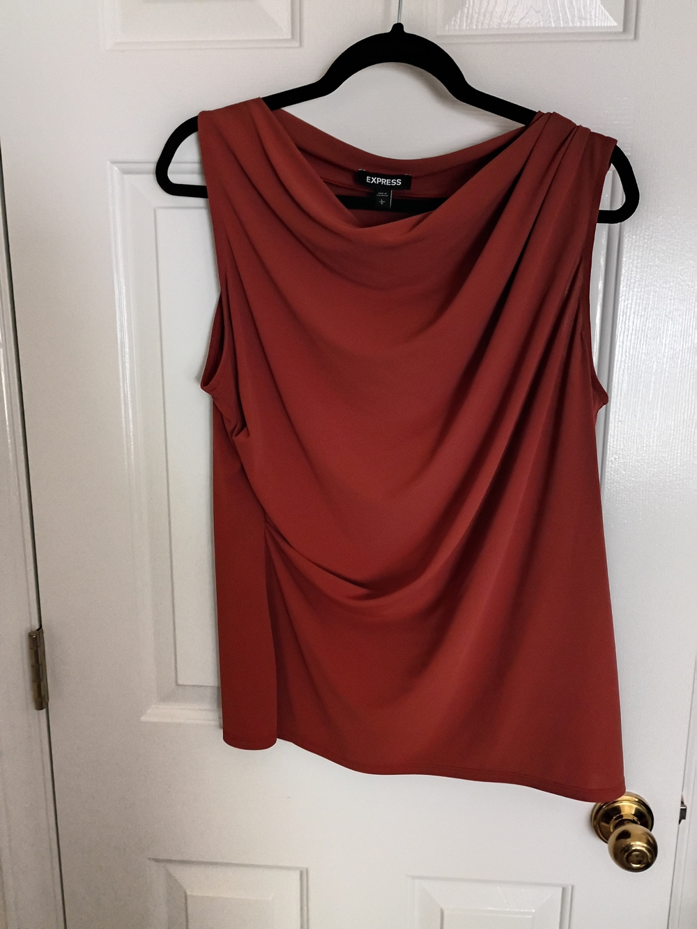 Express Women's Rust-Red Draped Sleeveless Camisole Size Large